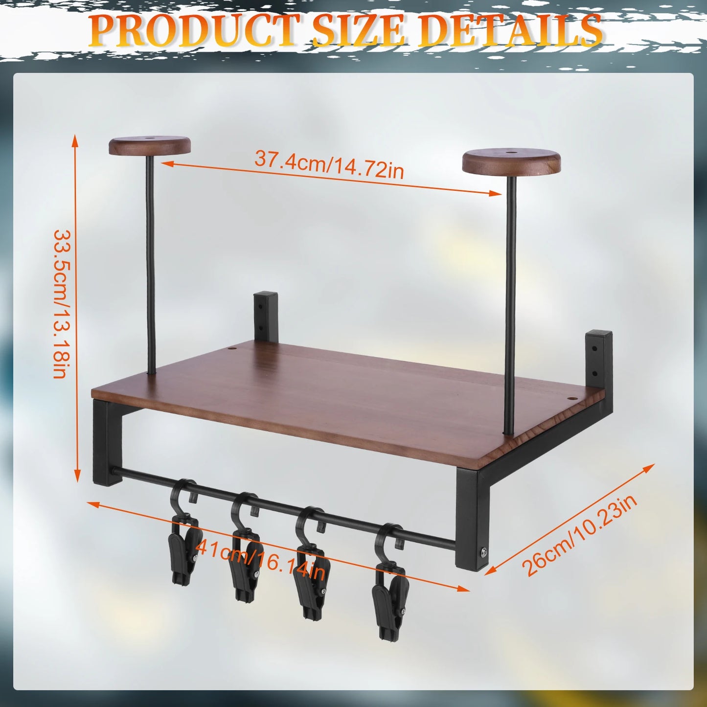 Wooden Helmet Organizer Rack with 5 Hooks Helmet Hanger Wear Resist Metal Helmet Stand for Motorcycle Accesories Storage