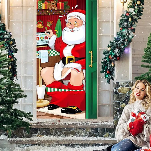 Before Christmas Outdoor Decorations Christmas Door Cover Decoration Cloth Christmas Door Cover Door Hanging New Year Party