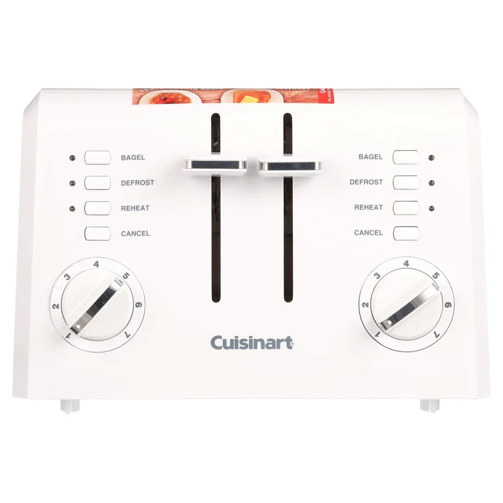 4 Slice Compact Toaster with High Lift Carriage Dual Controls 7 Shade Settings Reheat Defrost Bagel Function Slide Out Crumb