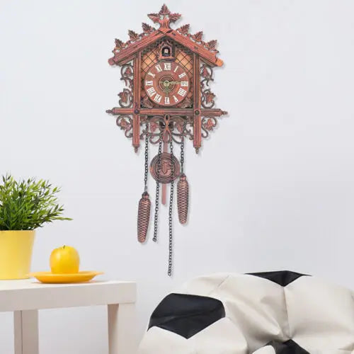 Vintage Wood Cuckoo Clock Birds Antique Clock Rare Black Forest Style