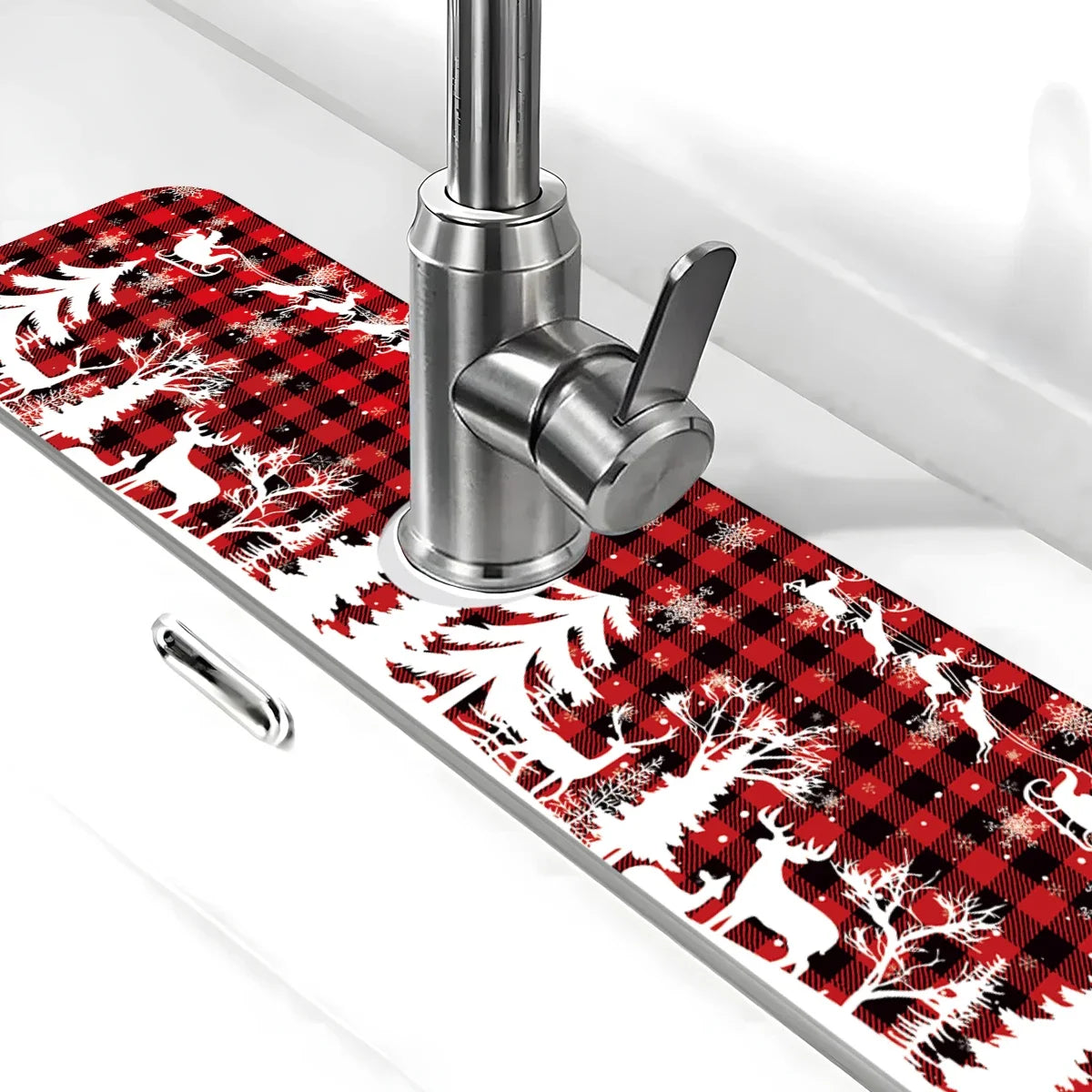 2025 Christmas Kitchen Absorbent Mat - Sink Faucet Mats for Home Navidad Decor & Xmas Ornaments