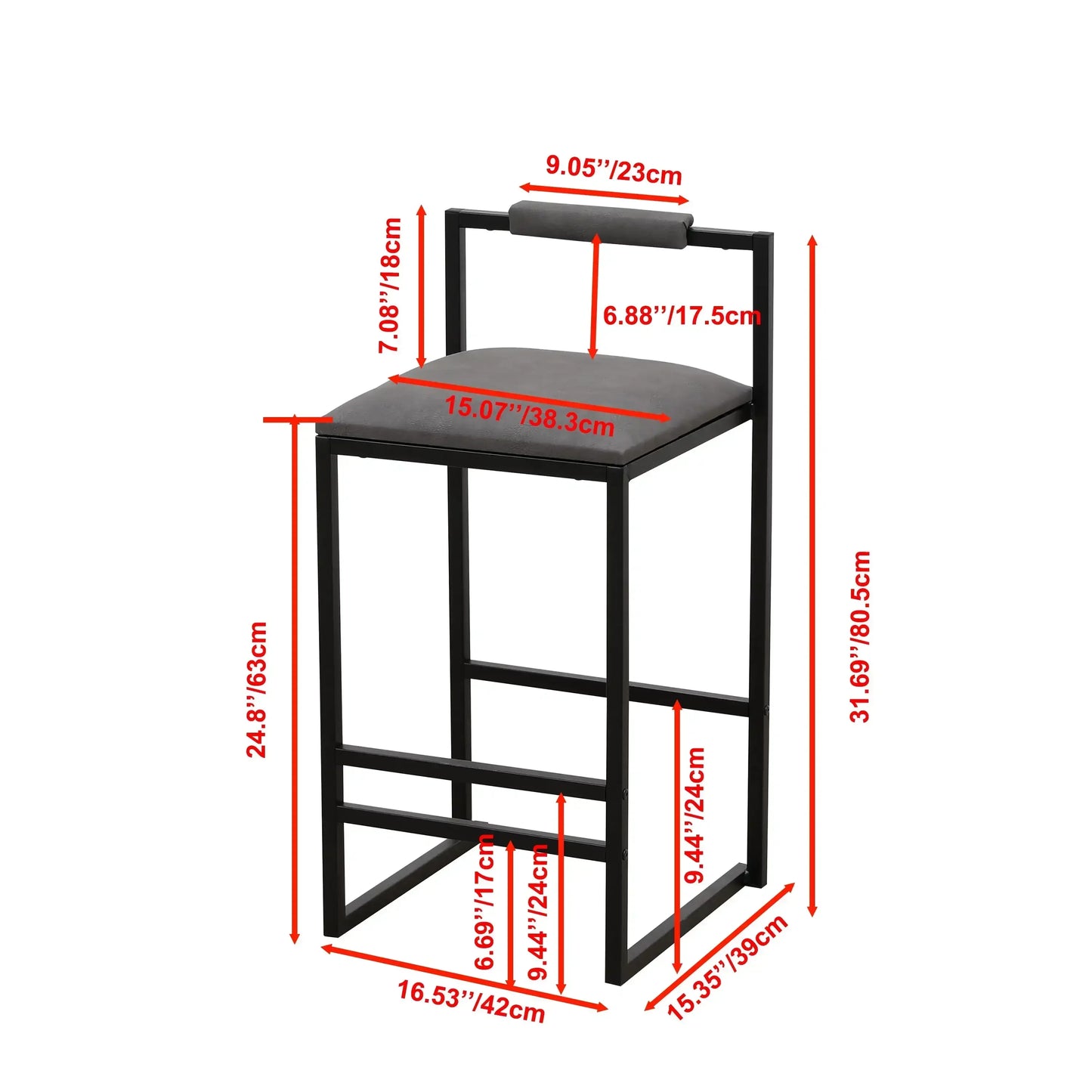 XMSJ.Counter Height Bar Stools Set of 2, Upholstered PU Barstools with Back, Modern Kitchen Island Chairs, Dining Room, Kitchen,