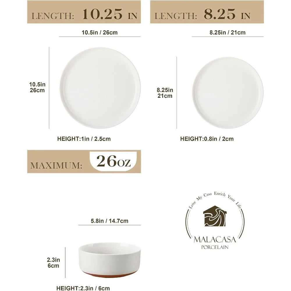 Plates And Bowls Sets, 24 Pieces Modern Ceramic Dinnerware Set For 8 Kitchen Stoneware Dishes Dishware Set