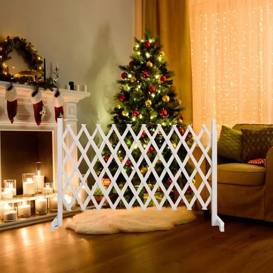 Expandable Mobile Barricade – Christmas Fencing Divider Gate, Wooden Decorative Screen Trellis Style for Living Room, Party Spa