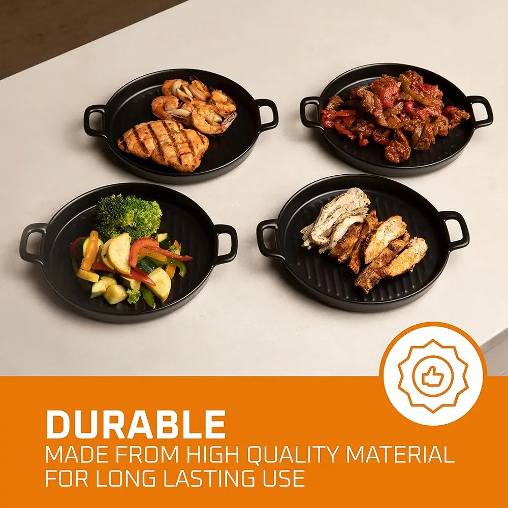 10"" X 6"" Bla Porcelain Set Of 4 Serving Platters. Amazing Lasagna Pan With Handle, Matte Glaze Baking Dish Dinner Plates,