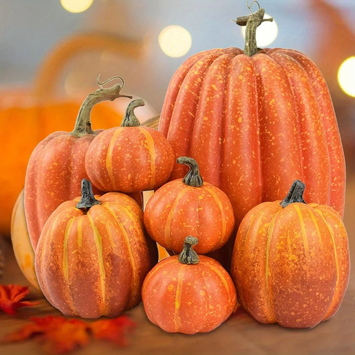 7/ 8PCS Fake Pumpkin Fall Decorations, Orange White Artificial Pumpkins Harvest Faux Foam Pumpkins for Fall Autumn Halloween
