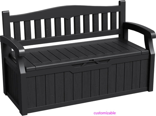 80 Gallon Storage Bench Outdoor Deck Box with Armrest, Patio Furniture,Lockable, Waterproof and UV Resistant