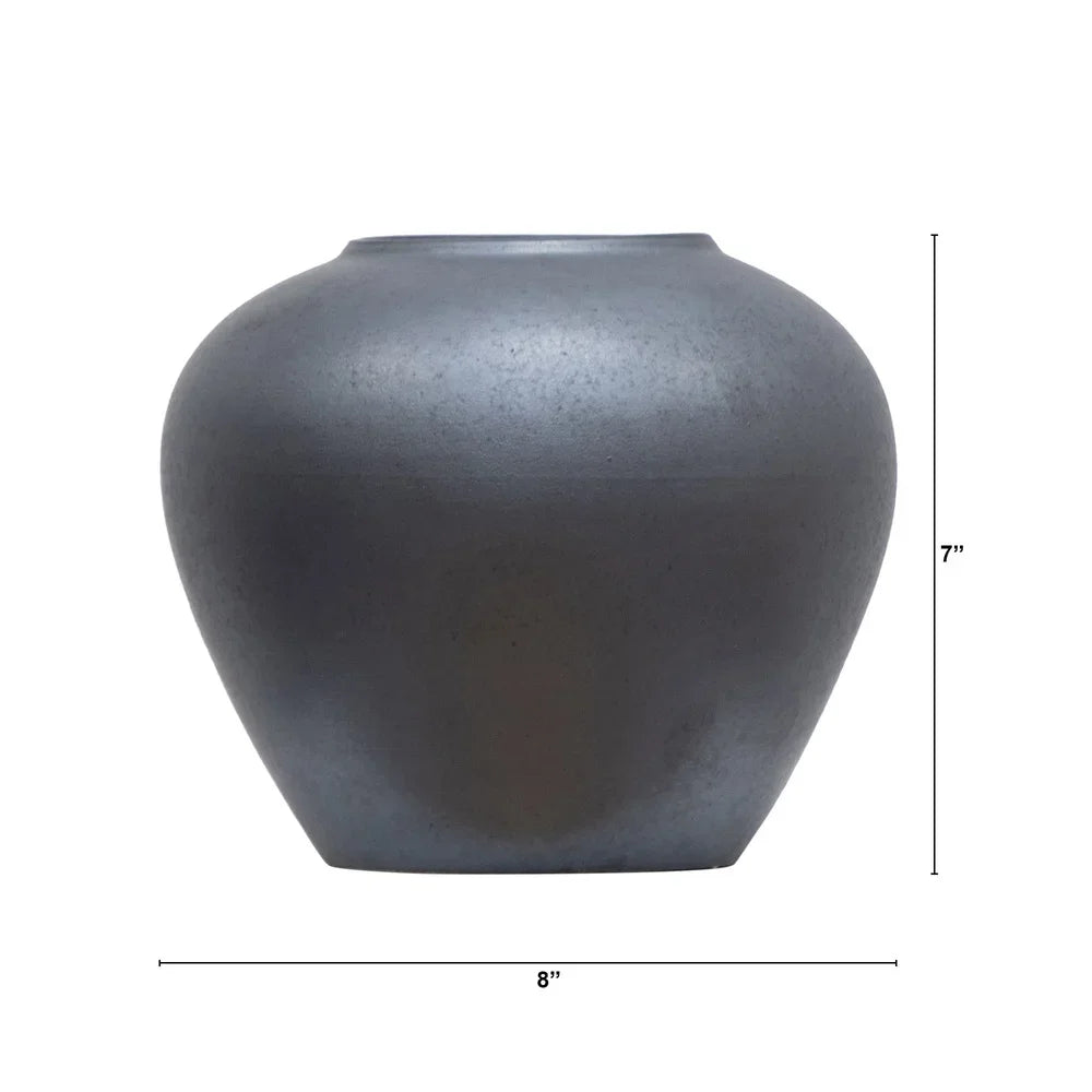 Ceramic Round Urn Vase Decorative Home Accent Ideal Fresh Flowers Dried Stems Indoor Use Graceful Curves Sophisticated Design