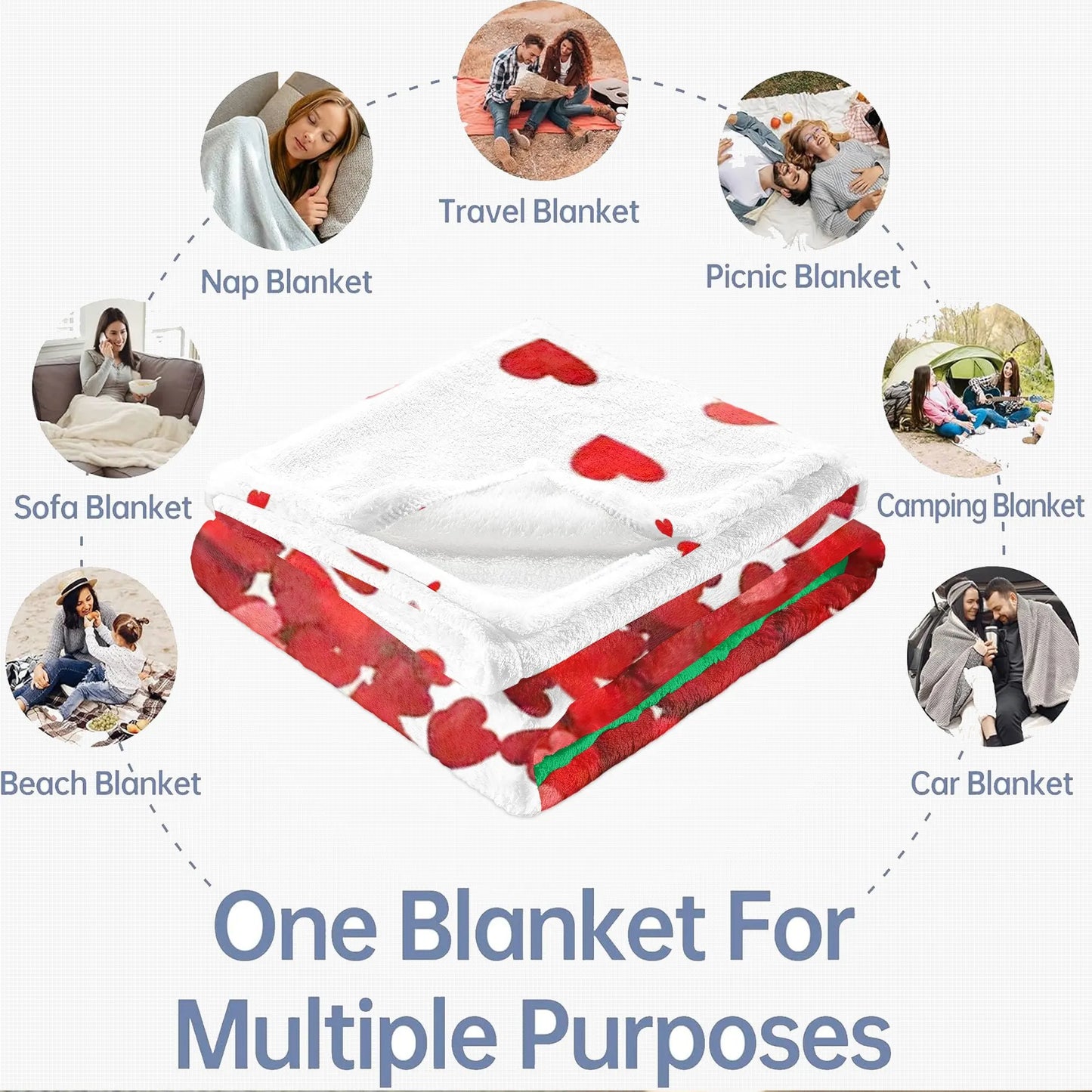 Cozy Love Flannel Throw Blanket - For Couples, Soft and Warm for All Seasons, Ideal for Valentine's Day or Birthday Gifts