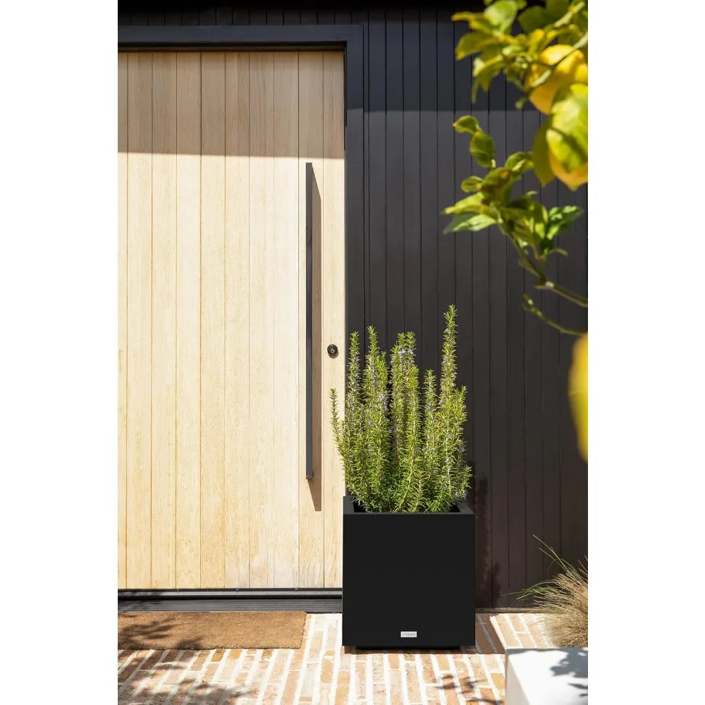 Block Series Cube Plastic Planter - Large Square Planter for Indoor or Outdoor Patio/Garden | Durable All-Weather