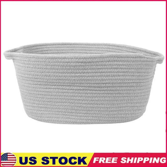 Cotton Rope Storage Bin Basket Organizer Laundry Clothes Soft Safe Collapsible Lightweight Oval Design Home Decor Gift