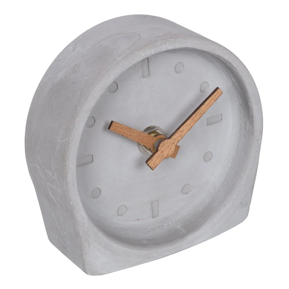 4-Inch Quartz Battery Tabletop Clock Open Faced Dial Cement Analog Indoor Home Office Modern Design Minimalist Timepiece
