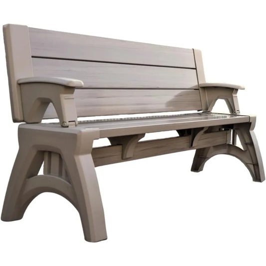 2-in-1 Outdoor Bench & Picnic Table - Foldable, Weather-Resistant Seating - Perfect for Patio, Lawn, Garden, or Deck - Durable C