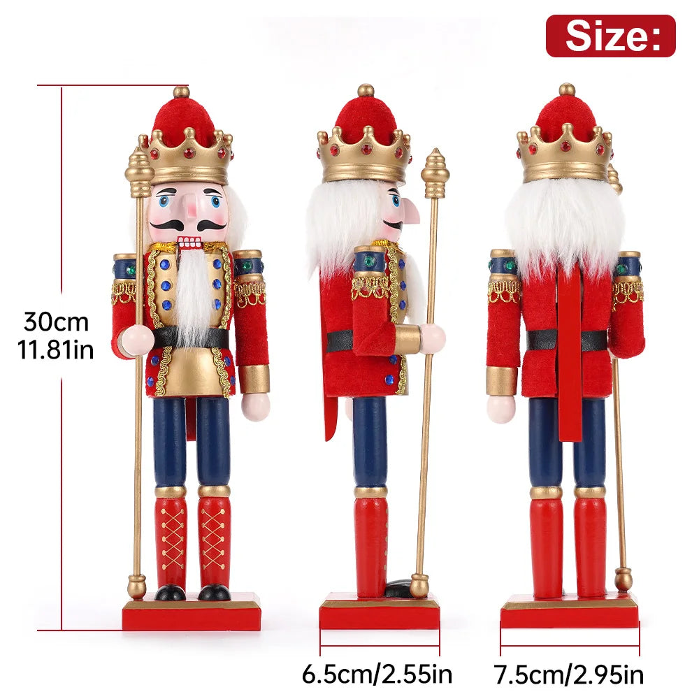 2PC Christmas Nutcracker Soldier Puppets Creative Gifts Wooden Crafts Home Desktop Christmas Decorations
