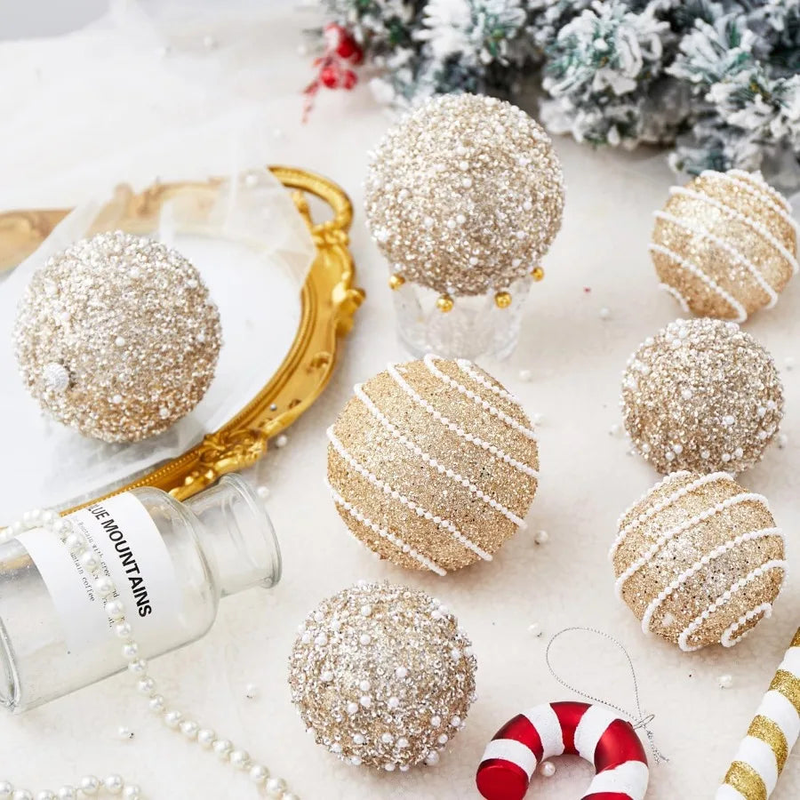 Champagne Gold Christmas Ball Ornaments for Holiday Party Decorations: Shatterproof Plastic Hanging Pearl Balls 70mm 2.76 Diame