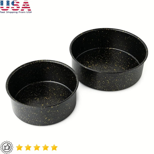 Non-Stick Round Cake Pan Set 2-Piece Bakeware Kitchen Essentials Layer Cake Bake Pans Aluminized Steel Oven Safe Easy Release