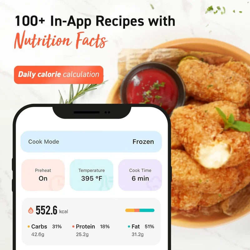 (UUX) Air Fryer 9-in-1, Compact & Large 6-Qt, Fast Turbo Modes, 90-450°F Even Results, Precision Heating, Up to 95% Less Oil* UQ