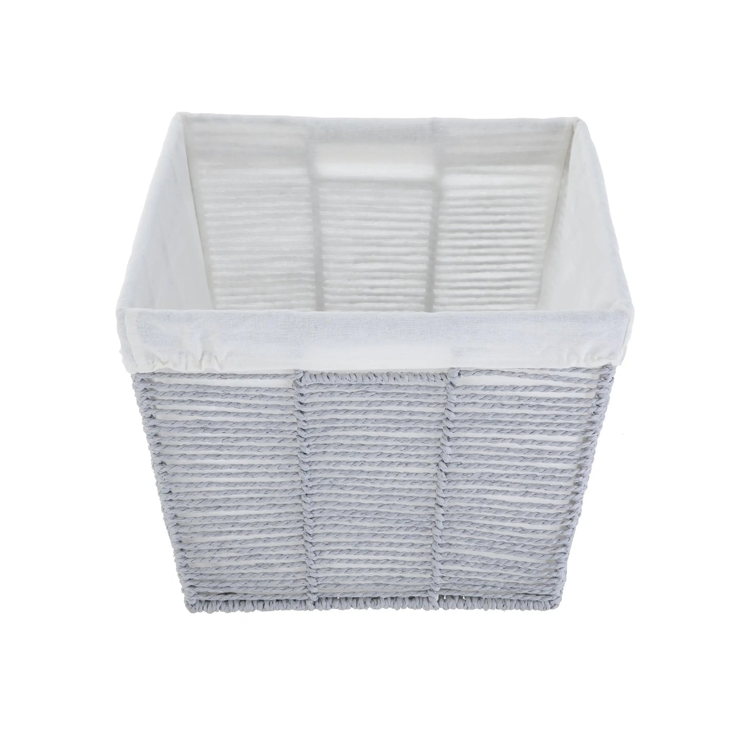 (4 Pack) Medium Grey Paper Rope Baskets, Removable Liner, Decorative Storage Bins for Shelves, Bathroom, Closet