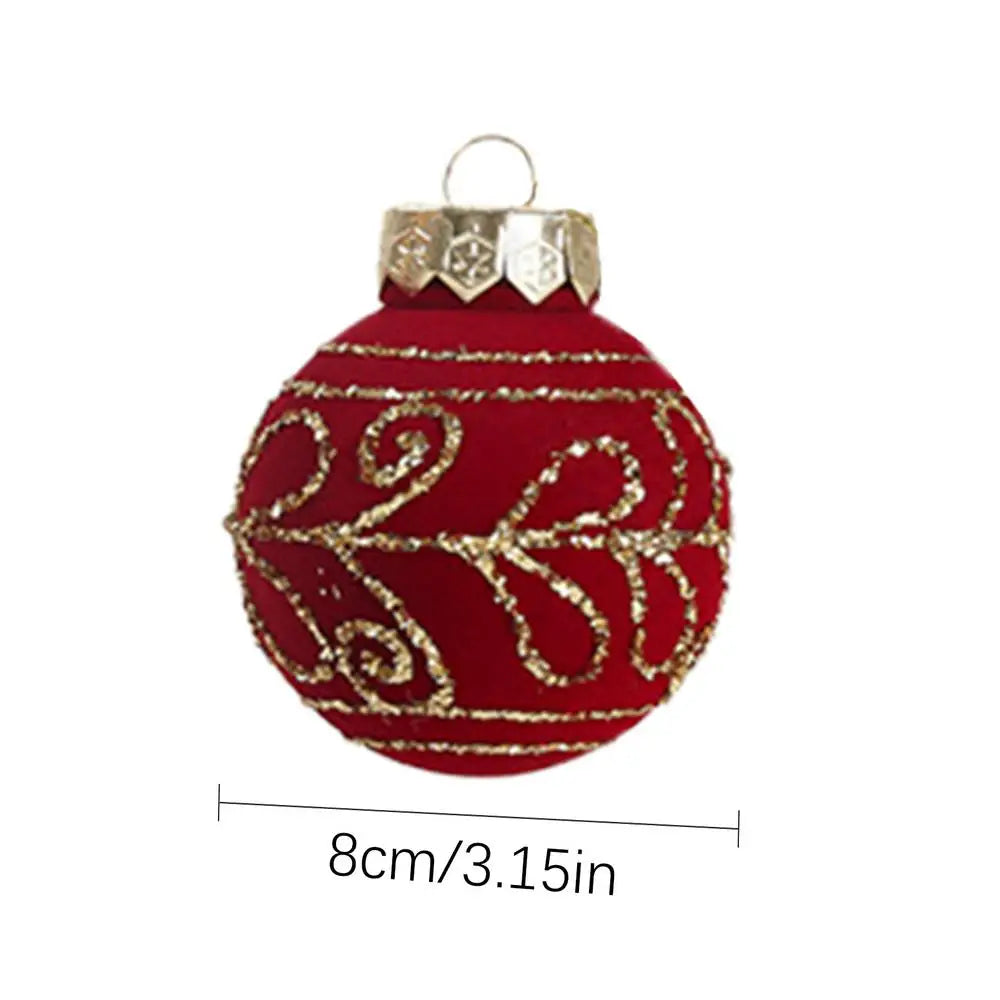 16pcs 8cm Christmas Ball Ornaments Christmas Tree Hanging Party Decoration 2024 Velvet Christmas Spheres Pendant Party Supplies