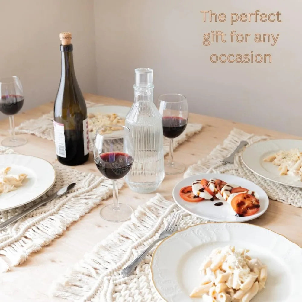 Macrame Placemats Set of 6 - Handmade Cotton Woven Boho Placemats - Modern Farmhouse Fringe Placemats for Dining Table, Kitchen