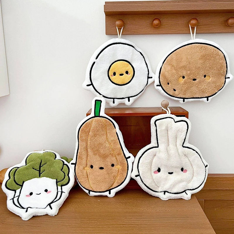 Kitchen Hand Towel Handkerchief Vegetable Hand Towel for Kitchen Bathroom Christmas Hand Towel Gifts Ababsorbent Handtowel 손수건