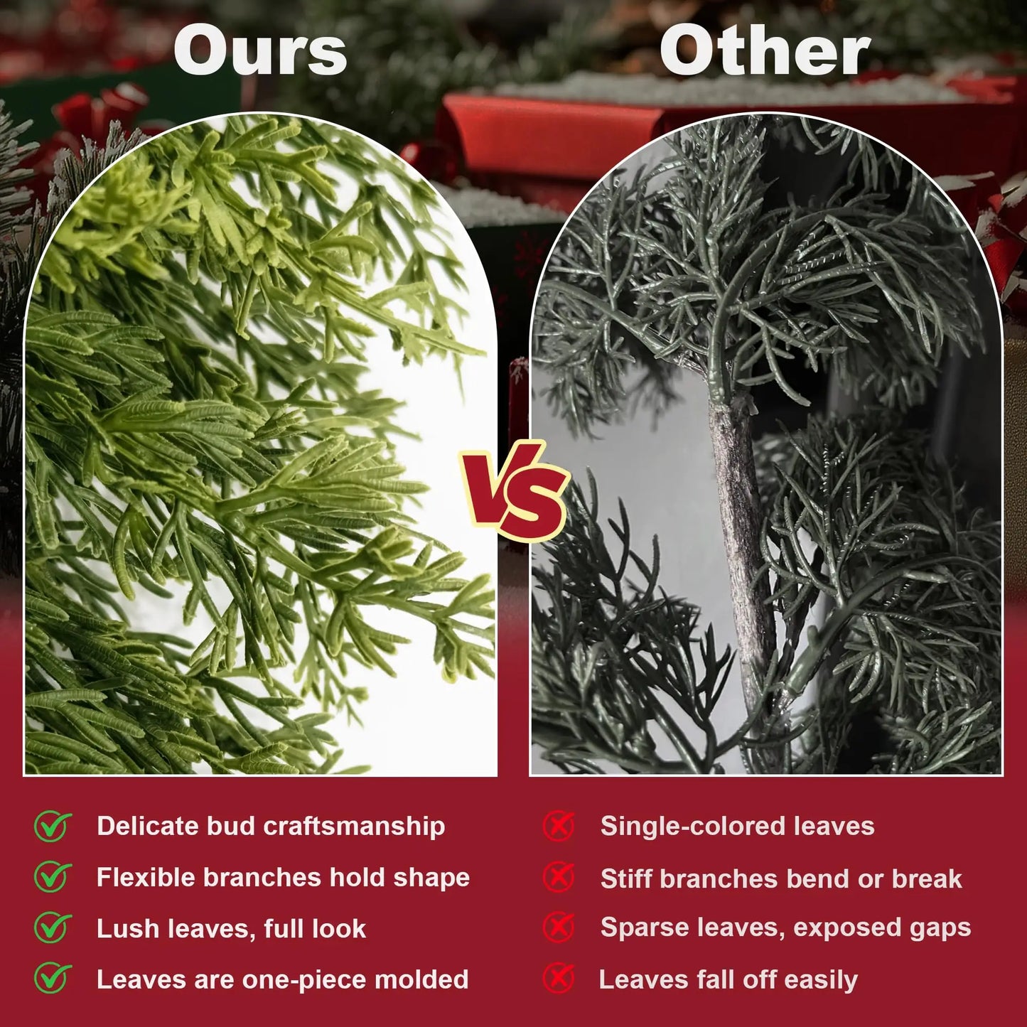 Artificial Christmas Garland 12FT Tall Faux Plant for Home Decor Indoor Outdoor Fake Lifelike Cypresses Pine Plants 1 p