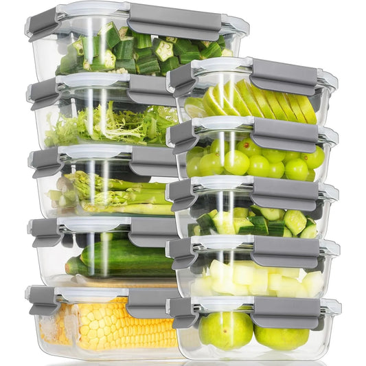 10 Pack Glass Meal Prep Containers, Glass Food Storage Containers with Lids Airtight, Glass Storage Container Set with Lid