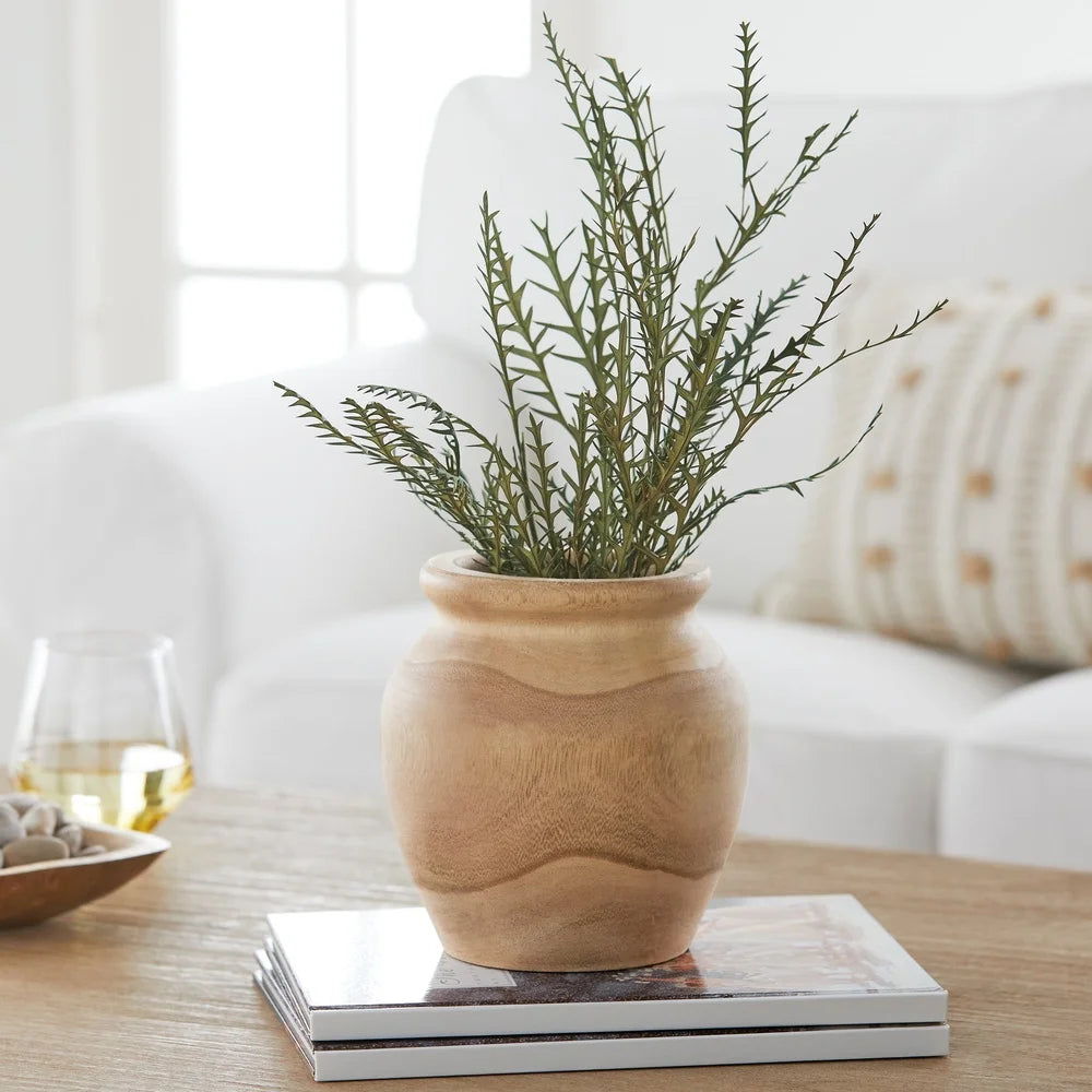 Natural Wood Decorative Vase Hand-Turned Rustic Centerpiece Ideal Dried or Fresh Flowers Home Decor Accent 7 Inch
