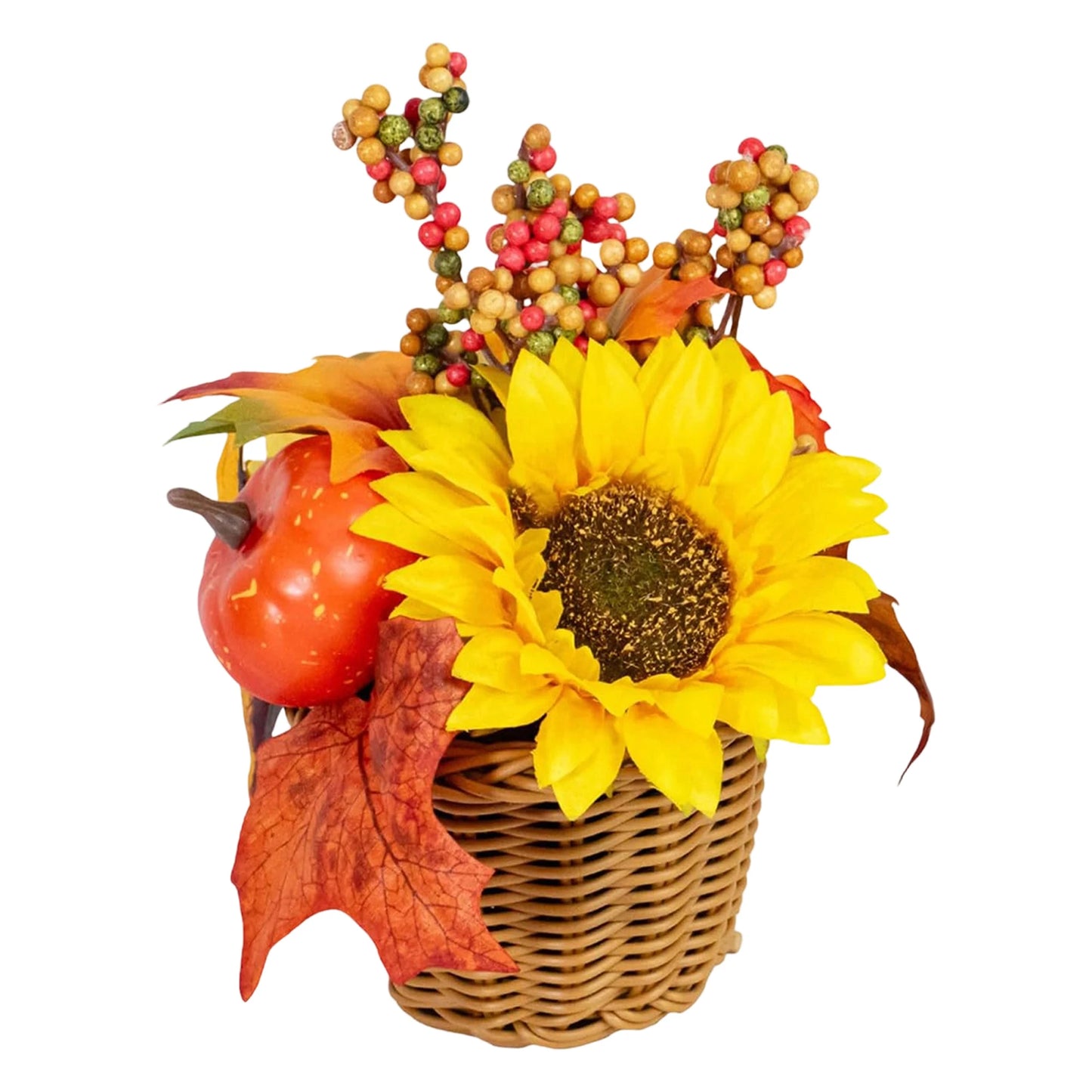 Fall Harvest Centerpiece Decorative Pumpkin and Sunflower Arrangement for Thanksgiving Dinner Table Display