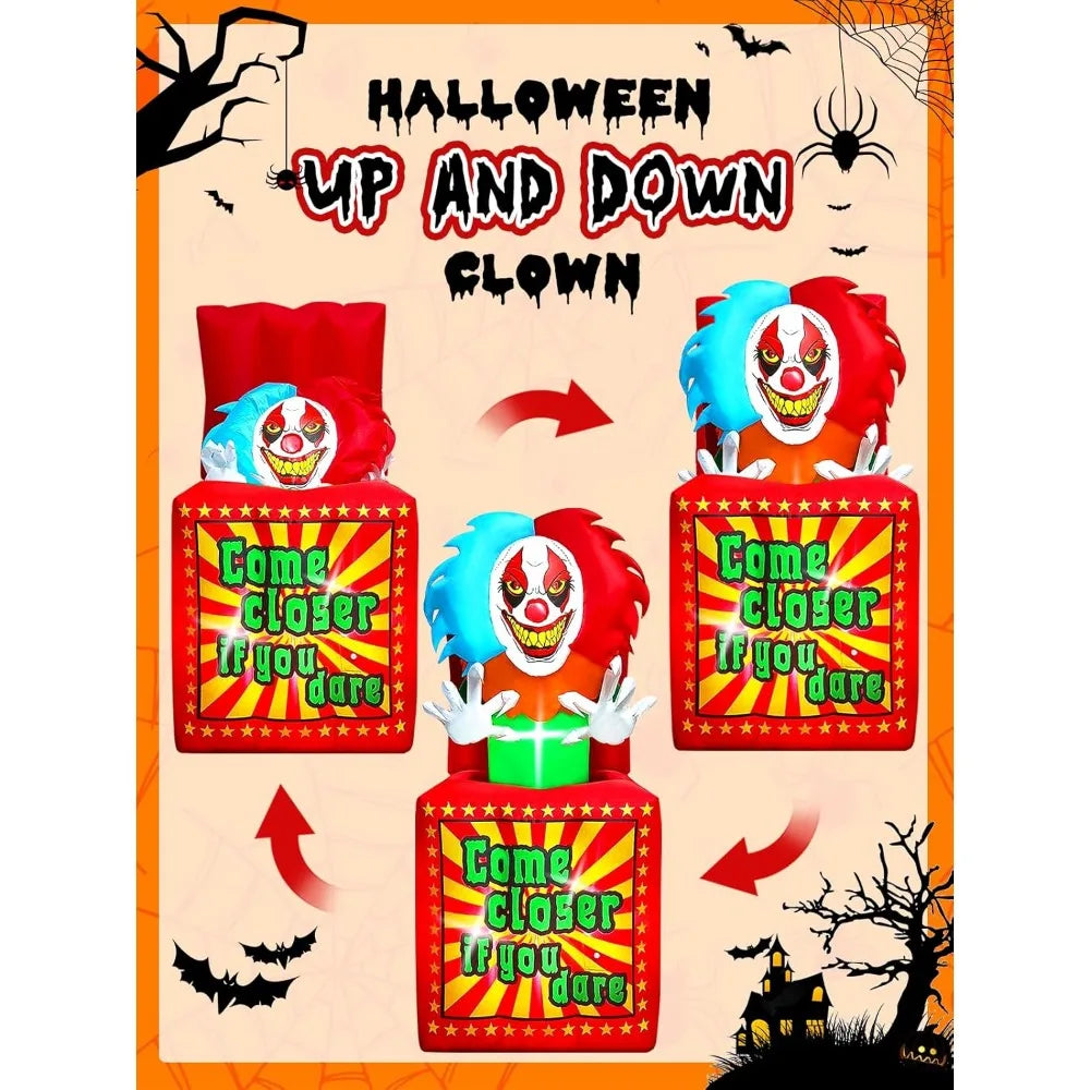 6.6 FT Halloween Inflatables Animated Clown with Music,  Circus Clown Box Outdoor Decorations Blow Up Yard with Built-in LEDs fo