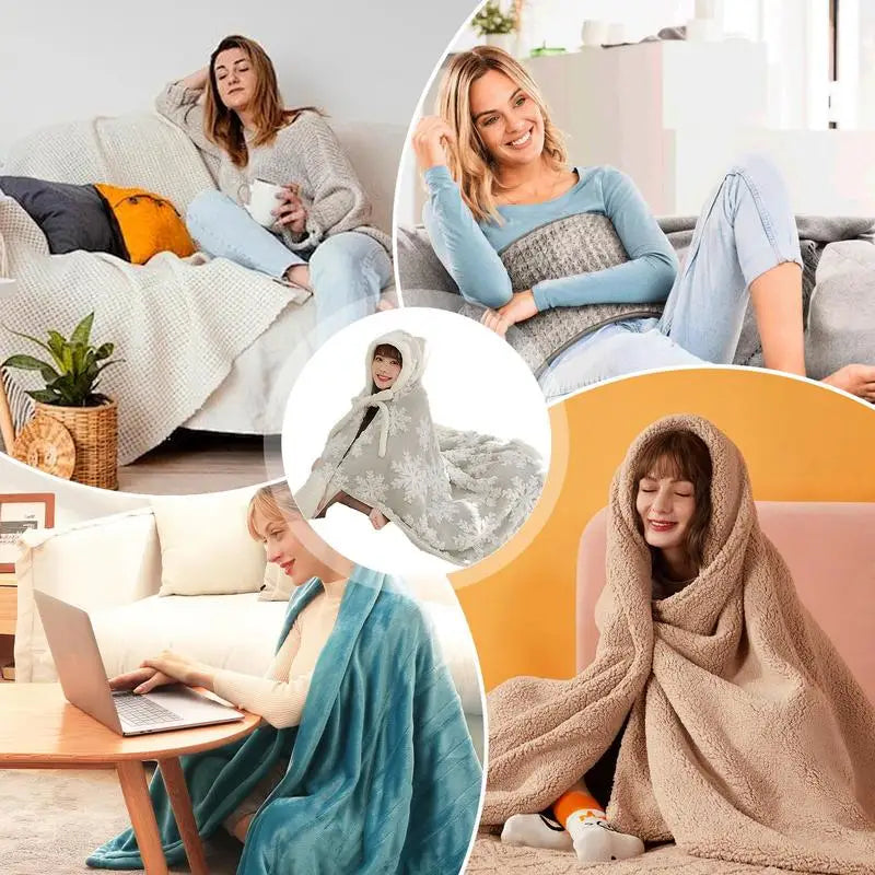Wearable Blanket Christmas Warm Holiday Cape 59x43 Inch Warm Cozy Shawl Comfortable Cape Wrap For Men Women Holiday Cape Shawl