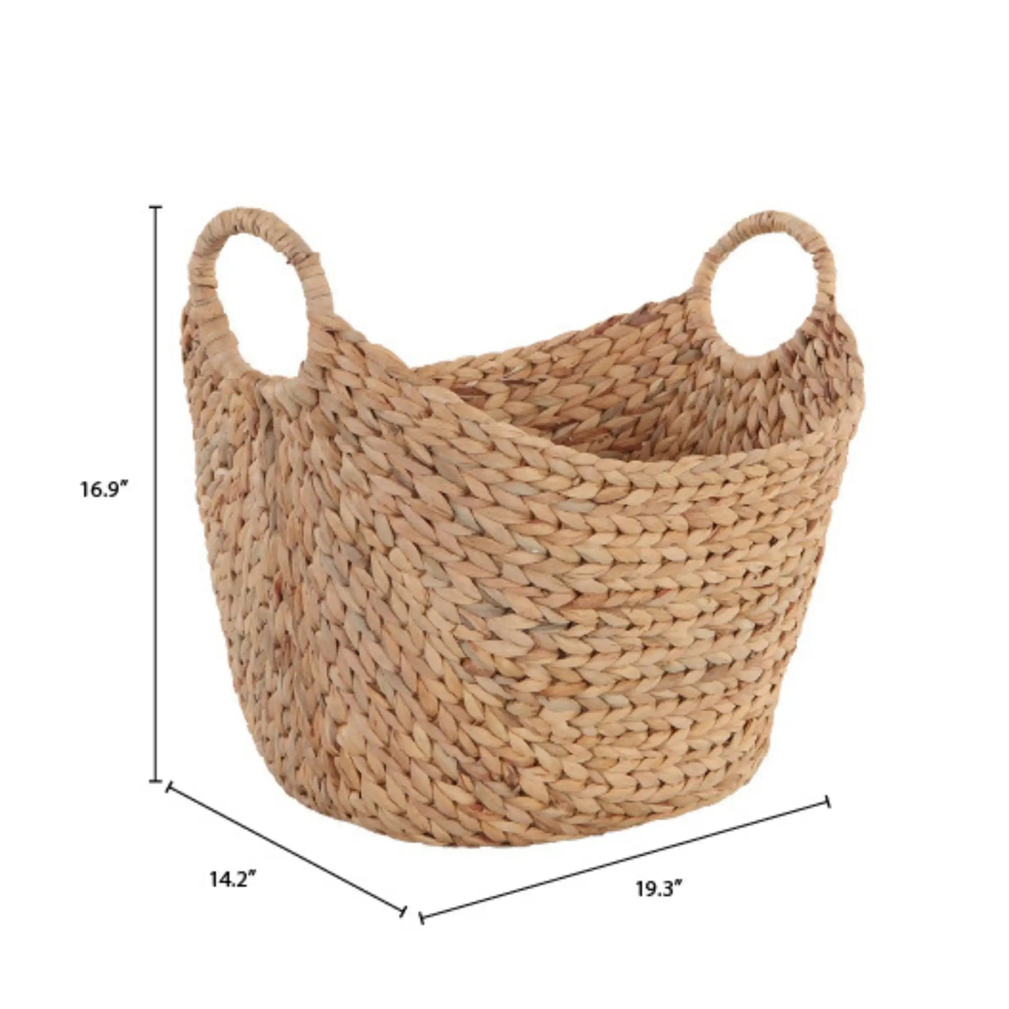 Set of 2 Extra Large Natural Water Hyacinth Storage Baskets, Decorative Boat Shape for Blankets, Toys & Home Organization