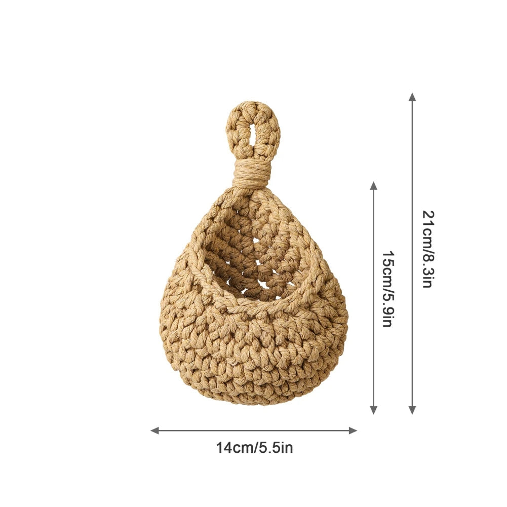 1PC Hanging Fruit Basket Boho Jute Hanging Organizing Baskets Handwoven Decorative Kitchen Fruit Vegetable Storage Baskets