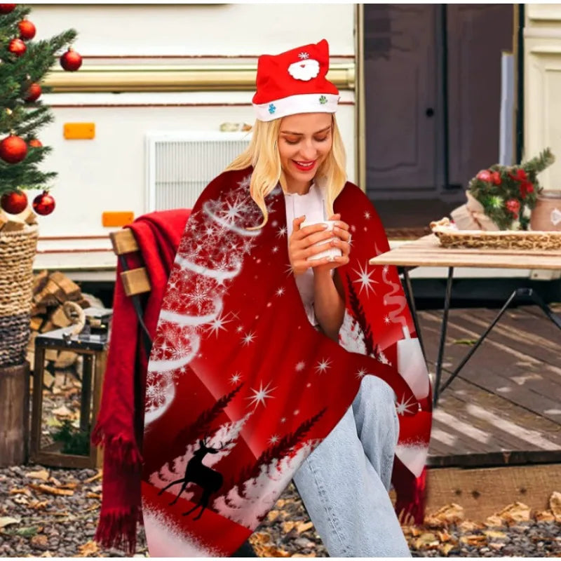 Christmas tree deer blanket holiday blanket warm and comfortable blanket, suitable for sofa home decoration