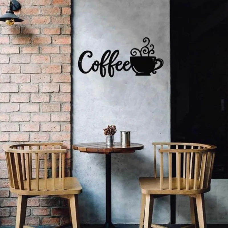 1pcs Coffee Cup style Metal Wall Art Coffee Wall Sculpture Sign Wall Decor for Kitchen Restaurant Shop Decors Accessories