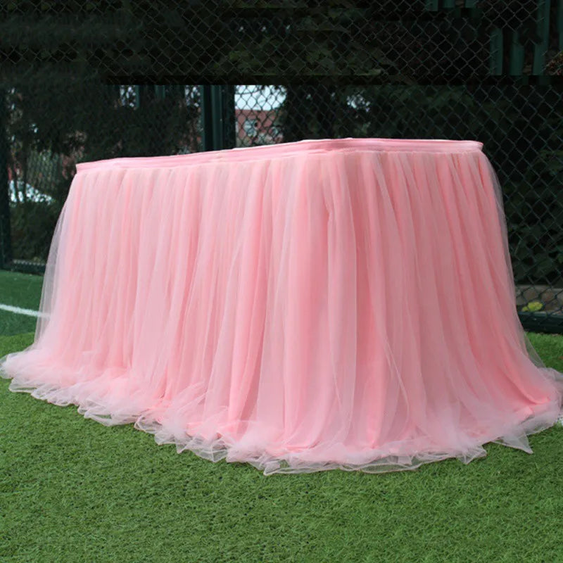 Tulle Table Skirts for Rectangle Round Tables Tutu Tablecloth Cover for Baby Shower Birthday Party Wedding Cake Dessert Table