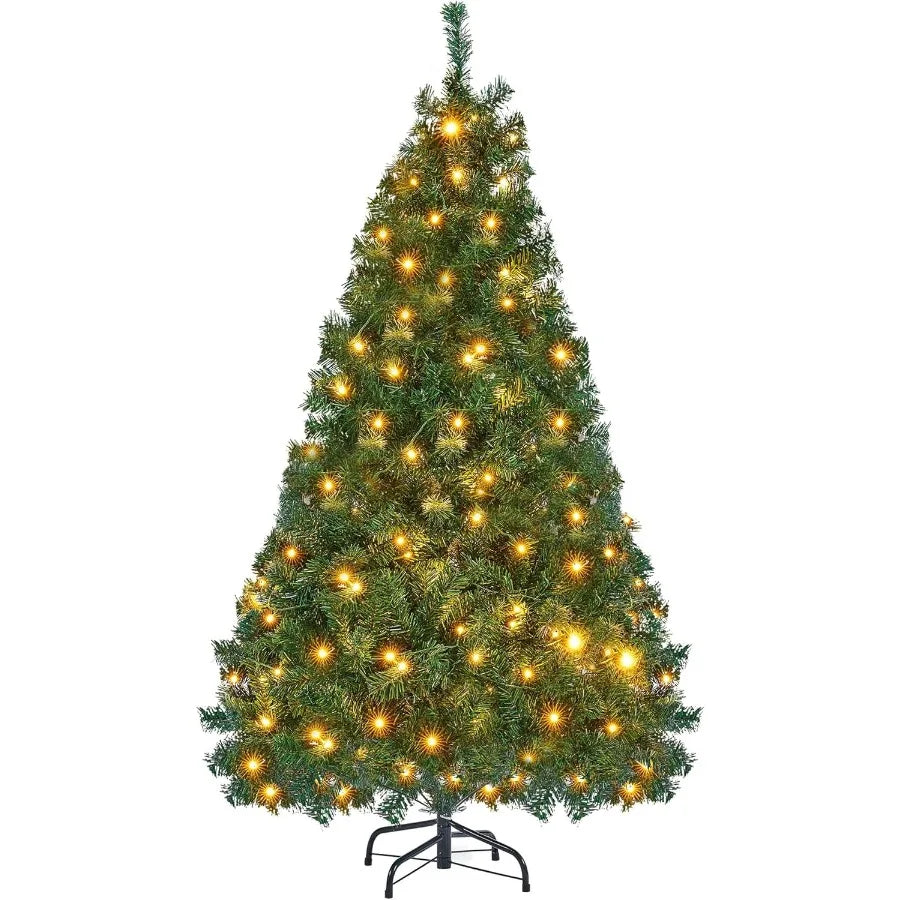 6FT Artificial Christmas Tree with Remote Control 300 LEDs Warm White and Multicolored String Lights for Indoor Outdoor Winter