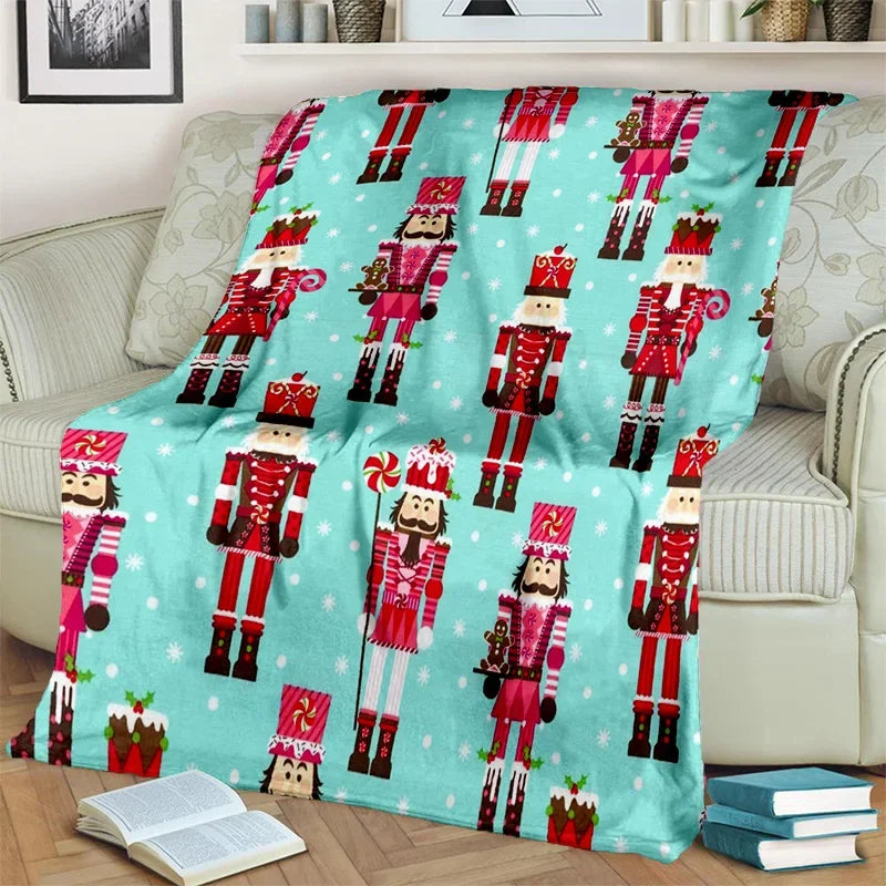 Nutcracker Christmas Tree Cartoon Blanket,Soft Throw Blanket for Home Bedroom Bed Sofa Picnic Travel Office Cover Blanket Kids