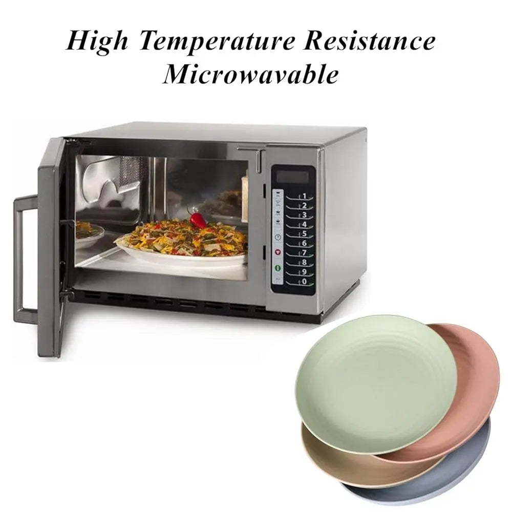 Wheat Straw Plates Lightweight Unbreakable Dinner Dishes Plates Set Dishwasher & Microwave Safe (Extra Large 8 Pa 10')