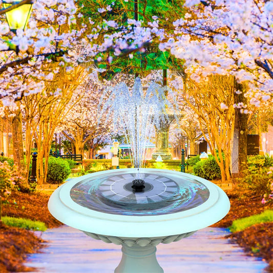 1.5w/2.5w/3.5w Solar Bird Bath Fountain Pump,with 6 Nozzles Solar Powered Water Fountain for Garden Pool, Aquarium and Outdoor
