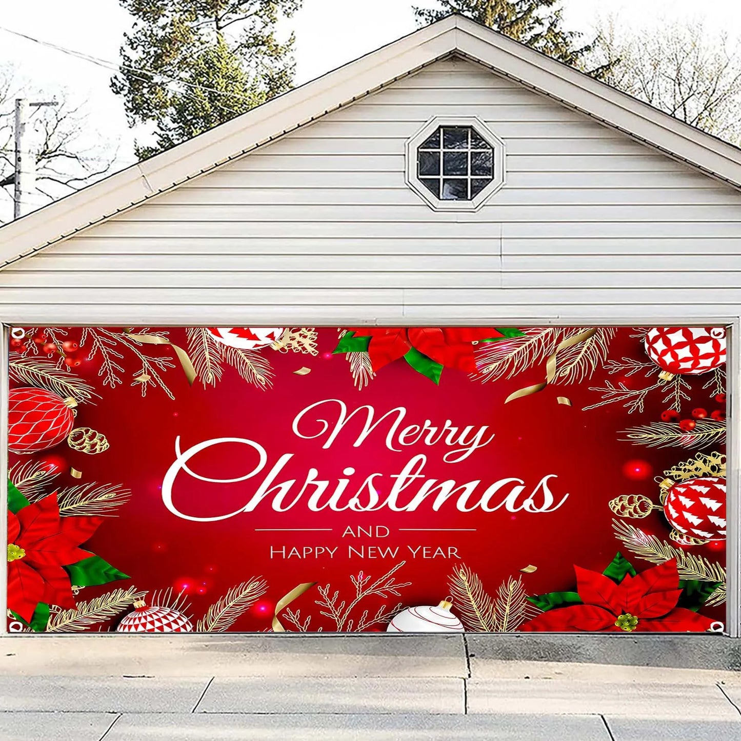 Christmas Garage Door Decoration Christmas Garage Door Banner Mural Cover 7 X 16 Feet Large Merry Christmas Sign For Christmas
