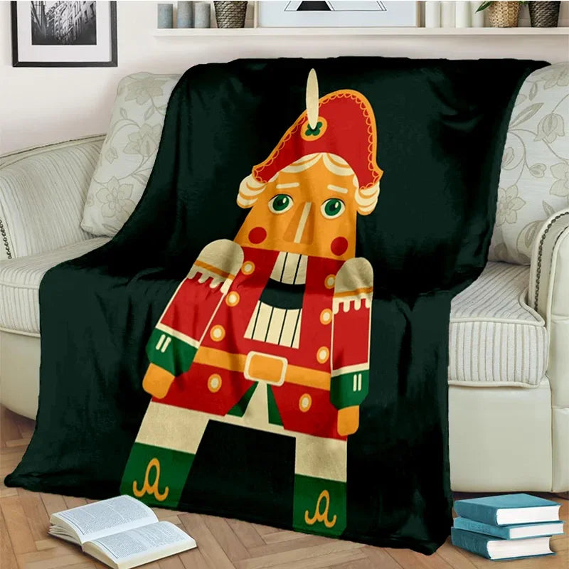 Nutcracker Christmas Tree Cartoon Blanket,Soft Throw Blanket for Home Bedroom Bed Sofa Picnic Travel Office Cover Blanket Kids