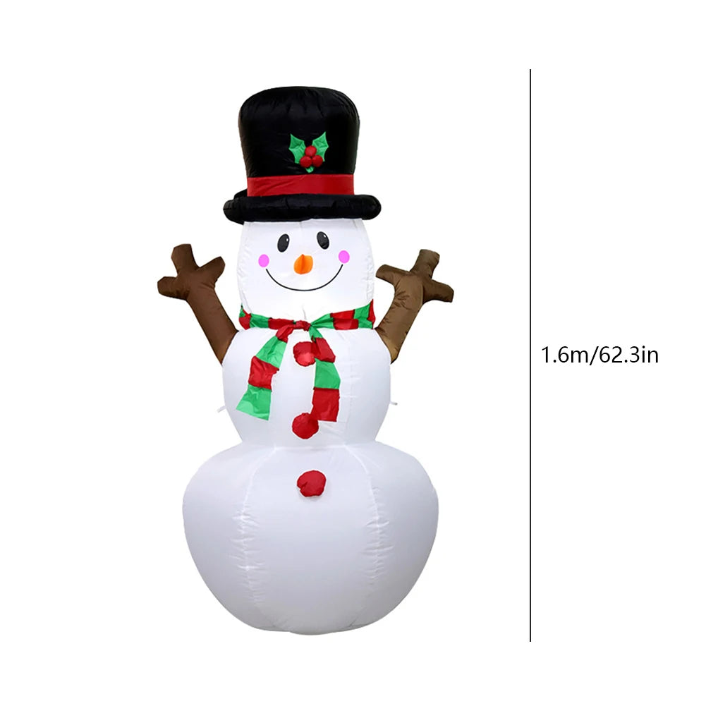 Inflatable Snowman Dolls Decor with LED Light Christmas Snowman Decor for Xmas Garden Party Decor