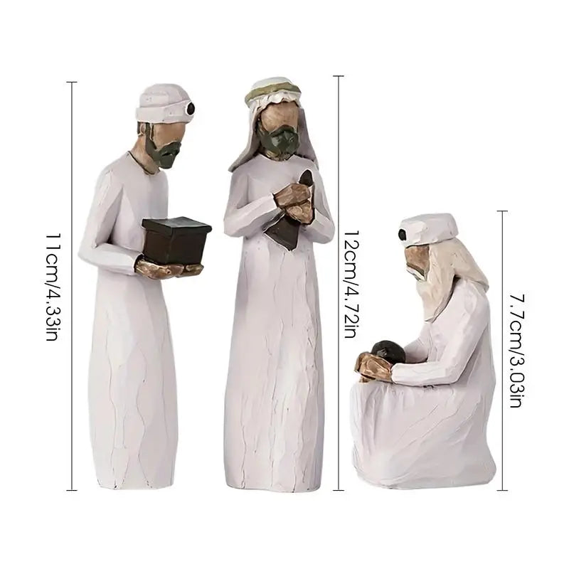 Three Wisemen Figures Hand-Painted Resin Christmas Nativity Set Seasonal Home Decoration Christmas Sculpture for Table Bookshelf