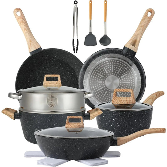 16PCS Pots and Pans Set Non Stick Cookware Set Nonstick with Cooking Set