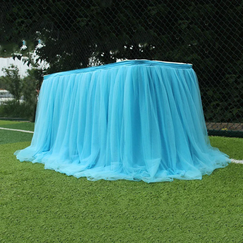 Tulle Table Skirts for Rectangle Round Tables Tutu Tablecloth Cover for Baby Shower Birthday Party Wedding Cake Dessert Table