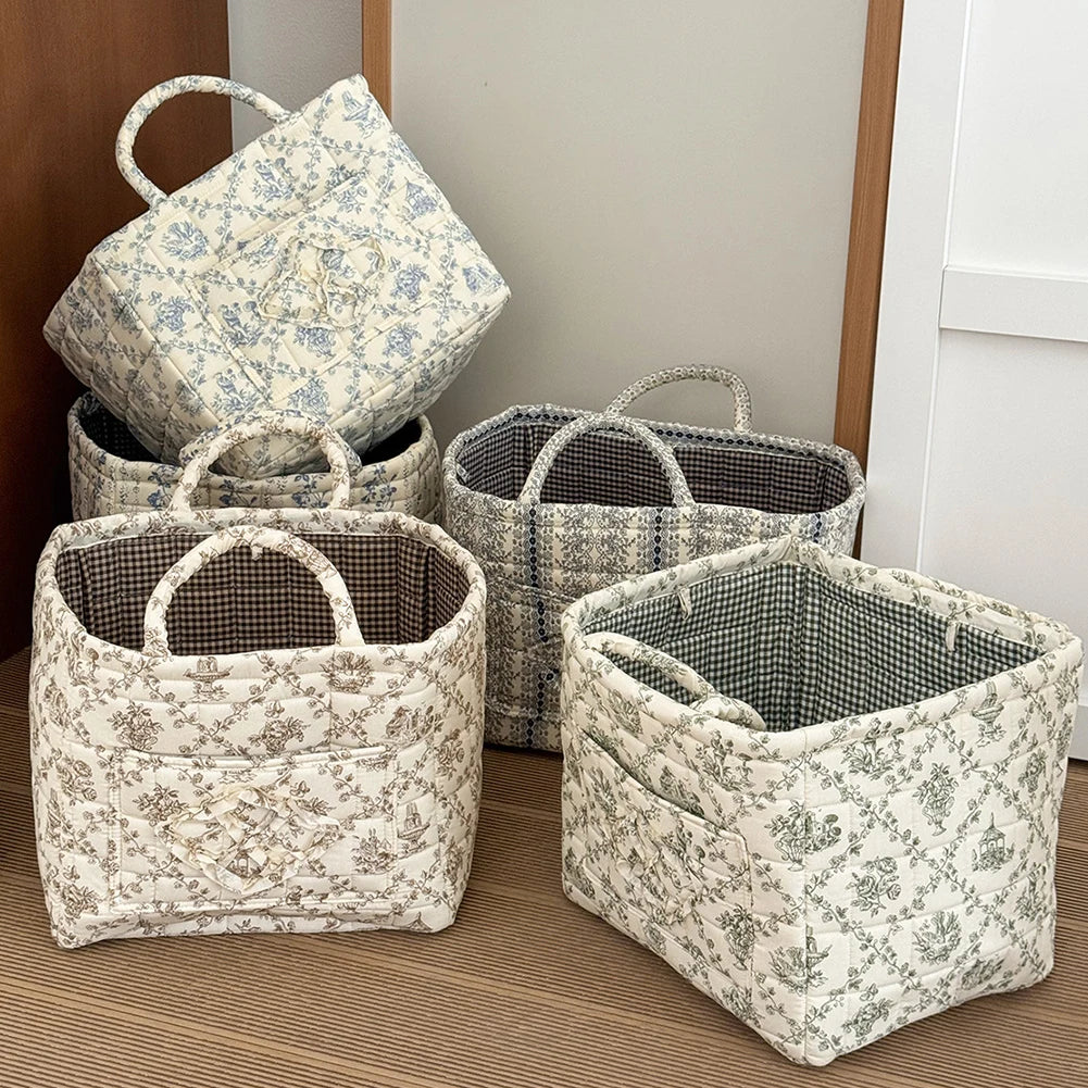Fabric Debris Organizing Bag with Easy Carry Handles Sundries Storage Organizer for Shelves Closet Laundry Home Office Decor
