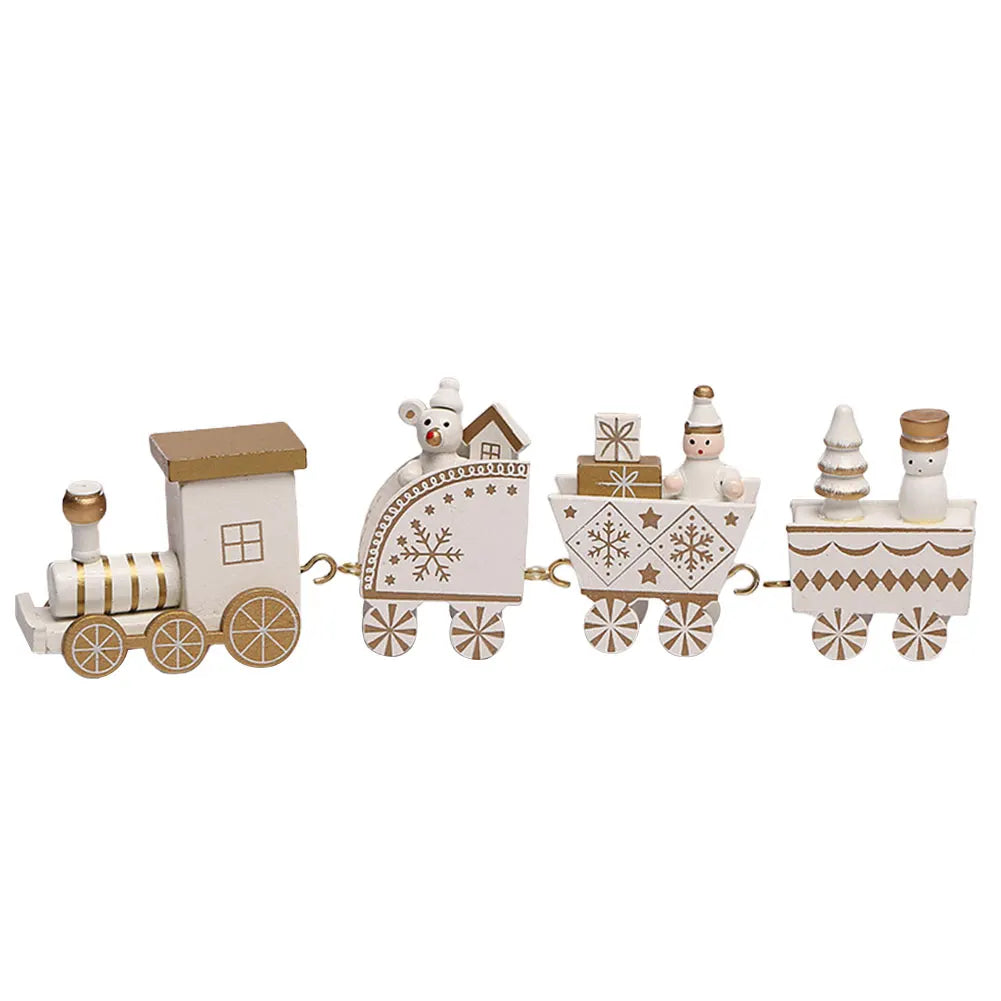 Christmas Wooden Mini Train Decor Set Christmas Train Ornament Toys Xmas Table Top Ornament Christmas Decorations Gift