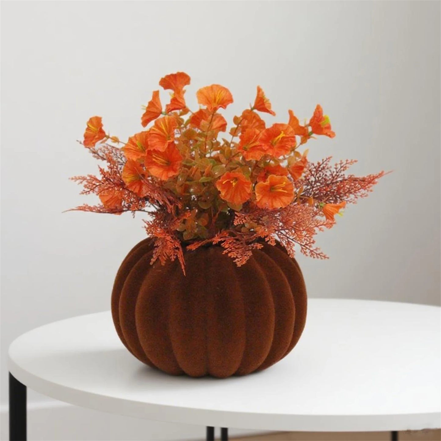 Fall Harvest Artificial Pumpkins with Burlap and Sunflowers for Thanksgiving Table Decorations and Party Centerpieces