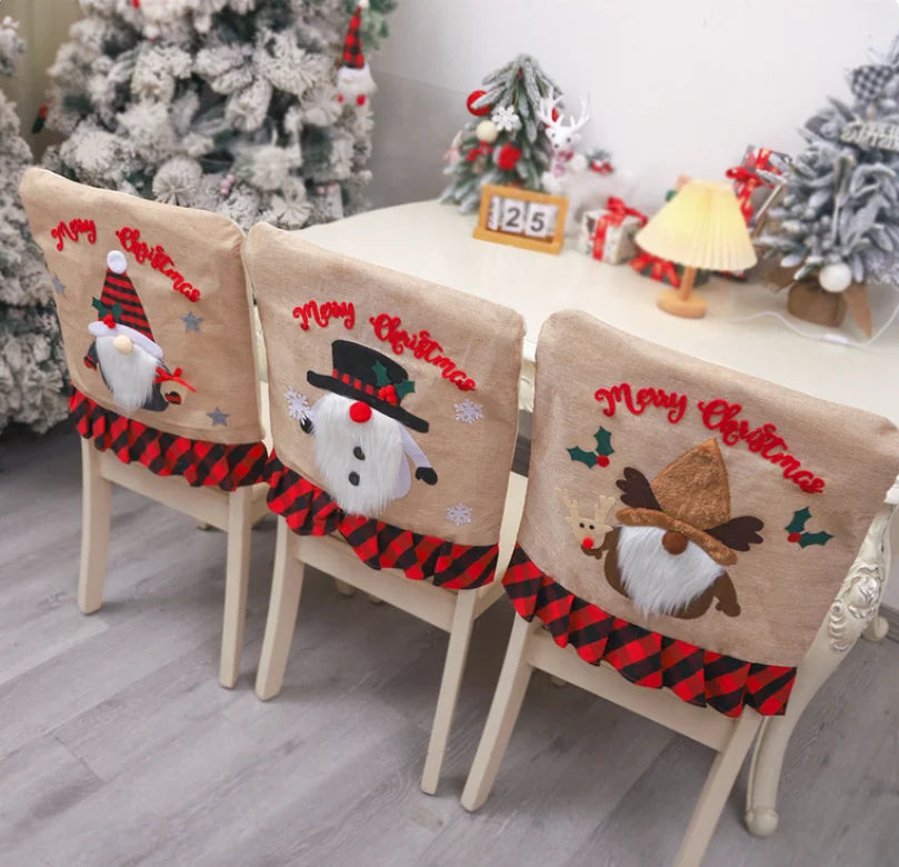Christmas Gnome Chair Cover Merry Christmas Decorations for  Xmas Decor  Happy New Year